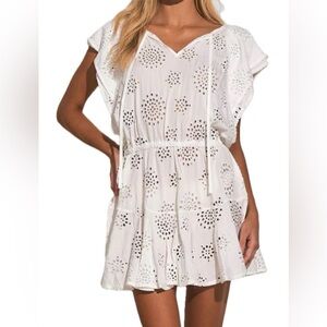 Blue Island White Eyelet Swim Cover-Up